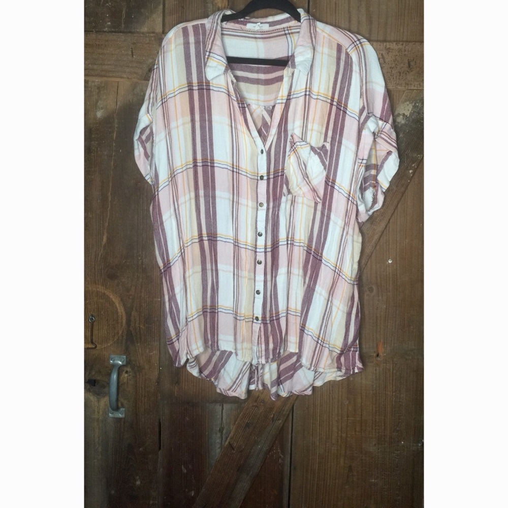 Plaid Button Down Blouse✨